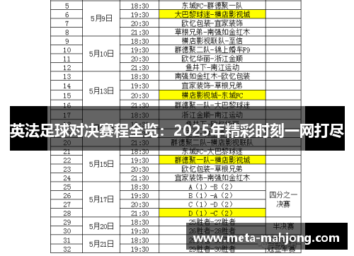 英法足球对决赛程全览:2025年精彩时刻一网打尽 英法足球对决赛程全览:2025年精彩时刻一网打尽