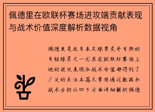 佩德里在欧联杯赛场进攻端贡献表现与战术价值深度解析数据视角
